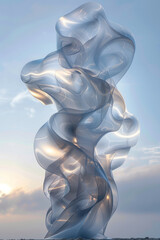 Aufkleber - A series of sculptures that appear made from clouds, constantly reshaping and moving gently,