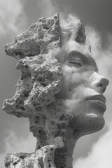 Aufkleber - A series of sculptures that appear made from clouds, constantly reshaping and moving gently,