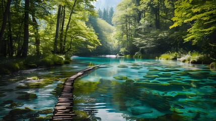 Wall Mural - A River With Clear Water Surrounded by Trees