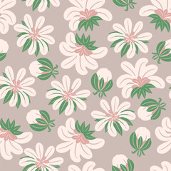 Wall Mural - Seamless pattern, pink flowers and buds, pastel colors. Background, wallpaper, textile, vector