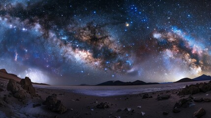 Wall Mural - A mesmerizing view of a starry night sky with the Milky Way and distant galaxies.