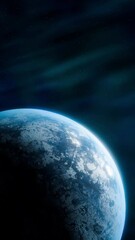 Wall Mural - the beautiful blue planet orbiting in space, surrounded by colorful neabula, 4k