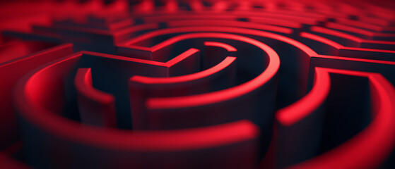 red pattern with simple labyrinth shapes, abstract background