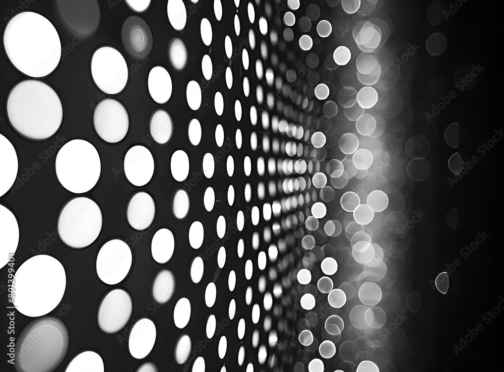Abstract background of white dots on black, with a gradient effect and ...