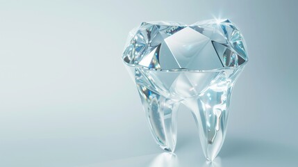 an intricately detailed crystal diamond on a light blue background, showcasing brilliant reflections