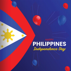 Wall Mural - Philippines independence day wishing post design with flag vector file