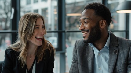 Wall Mural - Colleagues Enjoying a Light-Hearted Moment