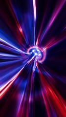 Wall Mural - space tunnel, warp travel, interstellar wormhole animation, speed of light, 4k seamless loop