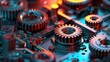 Colorful Gear Disassembly Machine A D Rendered Closeup of Industrial Precision