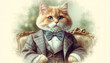 A cat in a Victorian costume