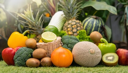 tropical fresh fruits and vegetables organic for healthy lifestyle arrangement different vegetables organic for eating healthy and dieting