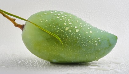 Wall Mural - a green mango with droplets of water on it