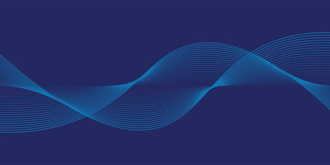 Dark abstract background with glowing wave. Shiny moving lines design element. Modern purple blue gradient flowing wave lines. Futuristic technology concept