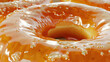 Glazed Donut Temptation: Close-Up of Shiny and Textured Glazed Donut Temptation in Bakery Display