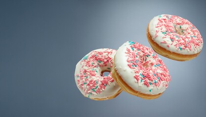 Wall Mural - flying frosted sprinkled donut