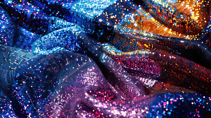 Wall Mural - Sparkling Sequin Dress: Close-Up of Shimmering and Textured Sequin Dress Fabric in Fashion Show