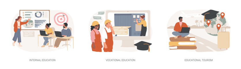 Wall Mural - Professional learning isolated concept vector illustration set.