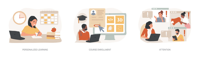 flexible study plan isolated concept vector illustration set.