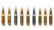 A variety of rifle cartridges.