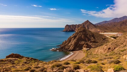 Canvas Print - beautiful coastal landscape in cabo de gata andalusia stunning natural park near almeria generative ai