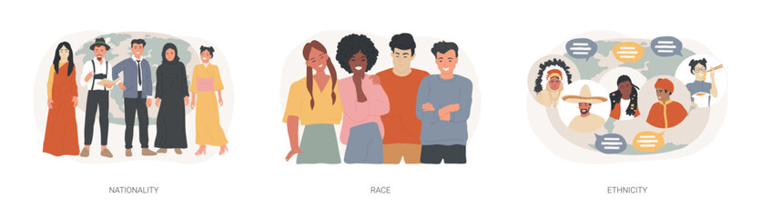 Human diversity isolated concept vector illustration set.