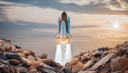 Canvas Print - rocket blasting off to limitless cosmic and possibilities