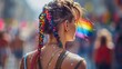 back view of girl on pride month celebrating
