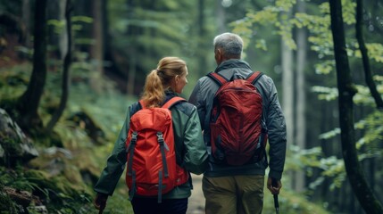 Poster - A Couple Hiking in Forest