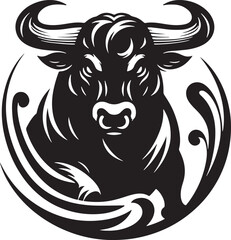 Canvas Print - Angry Bull Silhouette Vector Illustration Design