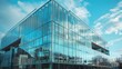Ecofriendly glass office building designed for sustainability and reducing carbon footprint . Concept Sustainable Architecture, Green Building Design, Ecofriendly Practices