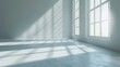 © Dumrongkait - A room with a large window and a white wall. The room is empty and has a very clean and simple look