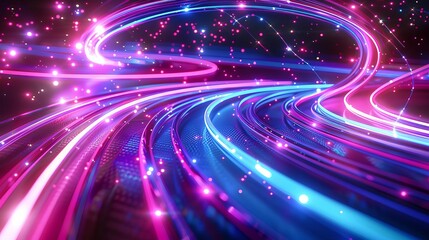 Wall Mural - futuristic neon waves with glowing lines and electric light effects abstract background