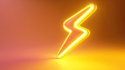 Neon lightning glows on warm gradient background