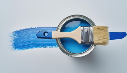 Wall Mural -  blue paint can with paintbrush