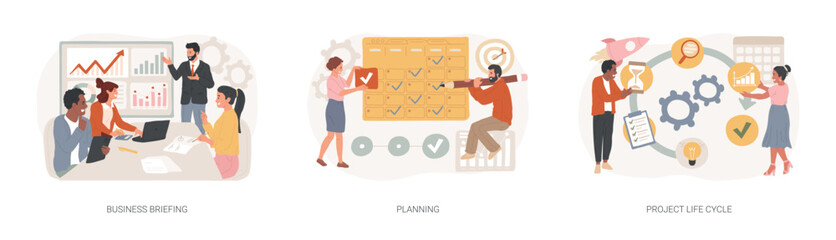 Wall Mural - project management isolated concept vector illustration set.