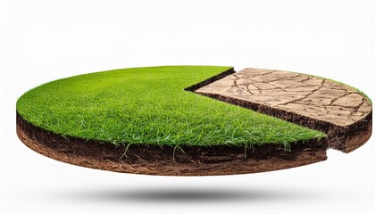 grass green circle land ground floor garden or garden earth soil land layer and green grass floor circle section land isolated on white background 3d illustration render