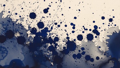 Wall Mural - abstract splatter paint background with navy blue and ivory white