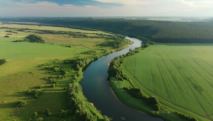 Wall Mural - river landscape from above