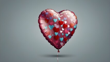 Poster - Realistic vector isolated balloon in the shape of a heart on a clear backdrop. Valentine's Day concept