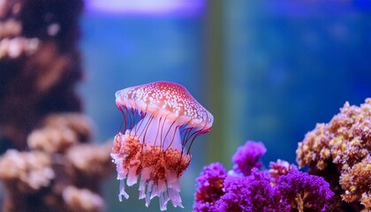 background with space for text jellyfish in a colorful underwater world