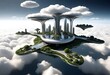 A Futuristic City On A Floating Platform Drifting  (18)