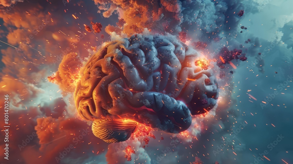 information overload human brain exploding with overwhelming data from ...