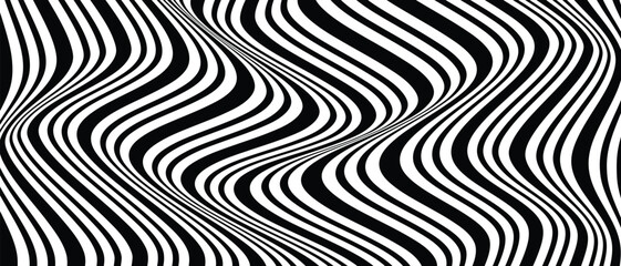 Poster - abstract geometric zebra style wave line pattern art.