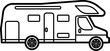 Camper Van Vector Outline Illustration