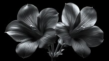   A Monochromatic Image Featuring Two Floral Subjects, One Positioned Centrally And The Other Off-center