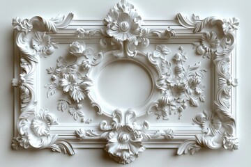 Sticker - flat rococo cartouche frame against solid white background 