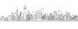 © SH Design - A minimalist line art illustration of a city skyline at dusk.