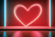 © sandra - 'backdrop podium With beauty heart frame fashion neon shaped poduim generative ai nubes light music dais valentine three-dimensional club day stage background abstract design banner art'