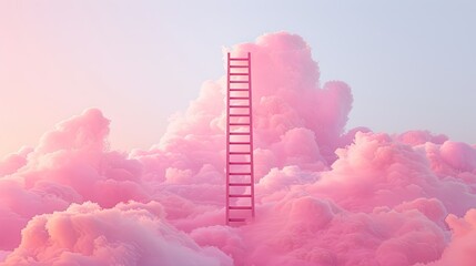 Sticker - Ladder to clouds concept. Generative AI