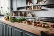 © sandra - 'kitchen countertop food ingredients herbs red new jar lime home mint lemon steel green order tile brown decor herb pasta colours plant house style metal pepper yellow bright fruit living modern'